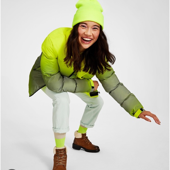 Noize KALLIE Mid Length Puffer Vegan Neon Reflective Size Small NWT - Picture 4 of 9